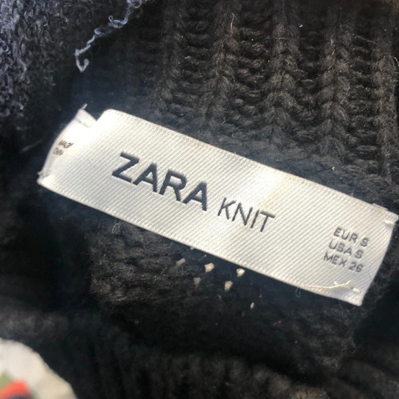 ZARA KNIT BLACK MOCK NECK SWEATER - Picture 3 of 5